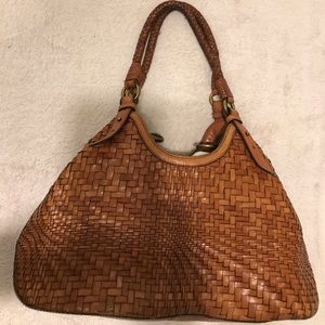 Cole Haan woven purse brown
